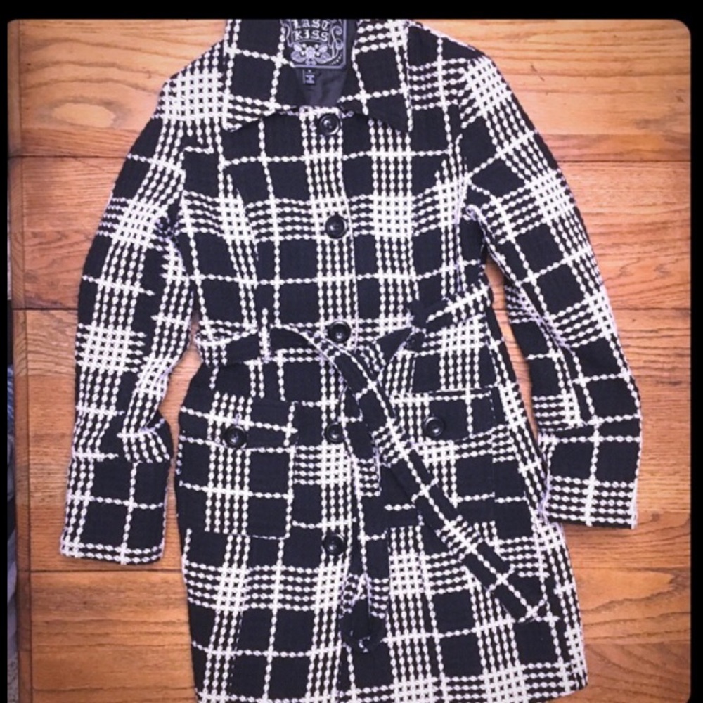 Black and white belted jacket